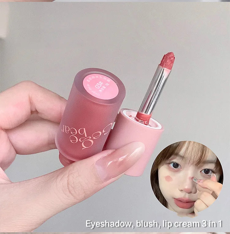 Gege Bear Smooth Multi-purpose Cream Expansion Color Blush Eye Shadow Not Easy to Fade Nude Matte Velvet Lip Glaze