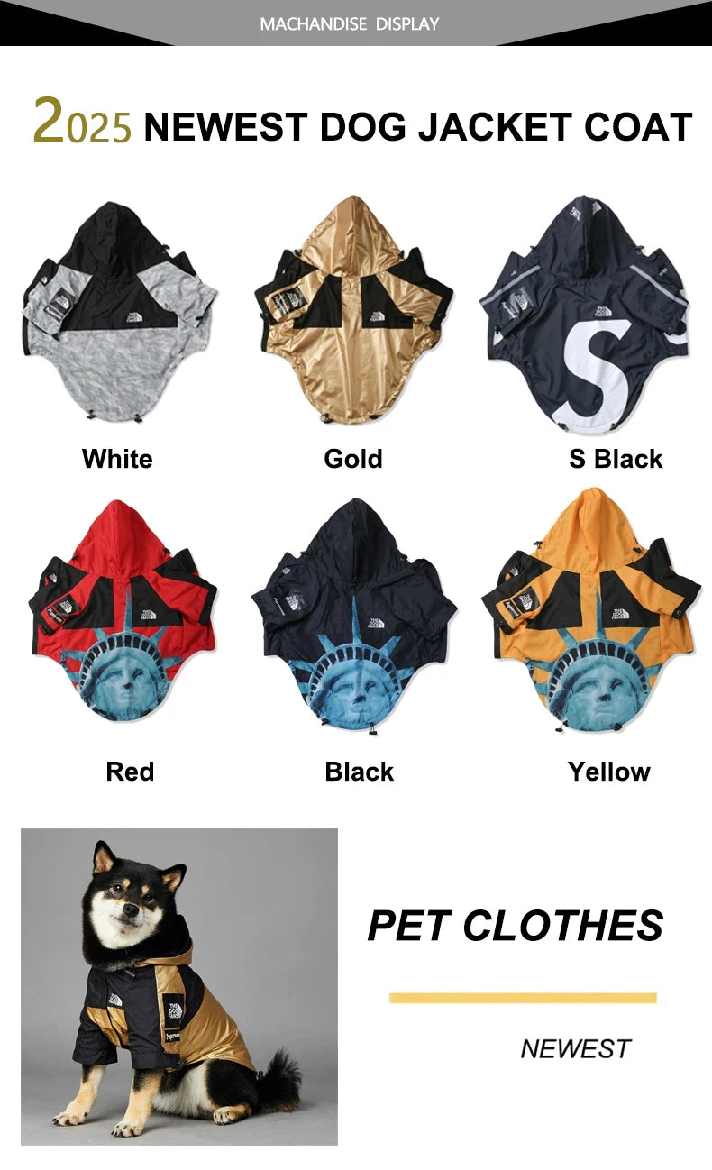 French Bulldog Stormproof Jacket Windproof Waterproof Dog Coat with Face Cover,Reflective Sports Outfit for Frenchie Winter Wear