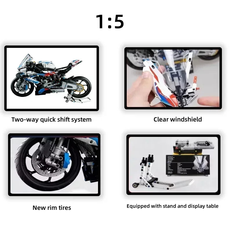 2025Motorcycle Building Bocks Simulation Motorcycle Model Decoration Assembly Model Difficult Toy Boy Educational Creature Gifts