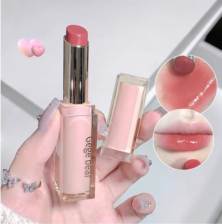 Silky Glossy Lipstick Gege Bear Pump Lips Moisture Water Bomb Comfortable Ultra Sheen Non-Stick Cup Lip Balm