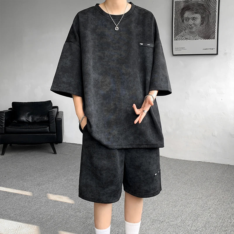 Loose Spor Men's ort Sve Tie-Dye Set Summer Faion Casual Versatile Teenage Boys' Outfit Comfortable Breathable