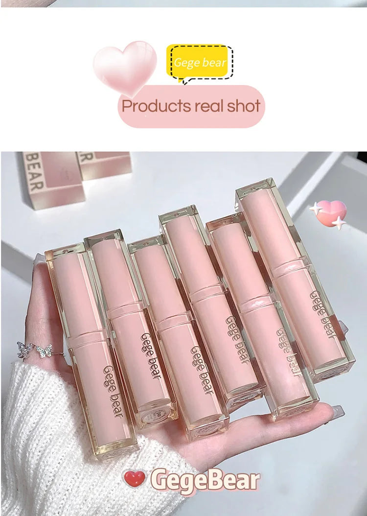 Silky Glossy Lipstick Gege Bear Pump Lips Moisture Water Bomb Comfortable Ultra Sheen Non-Stick Cup Lip Balm