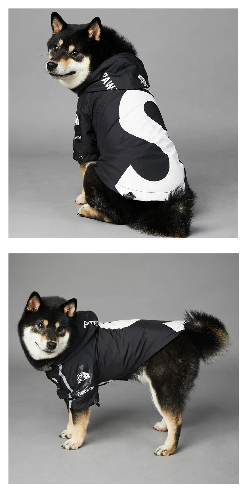 French Bulldog Stormproof Jacket Windproof Waterproof Dog Coat with Face Cover,Reflective Sports Outfit for Frenchie Winter Wear