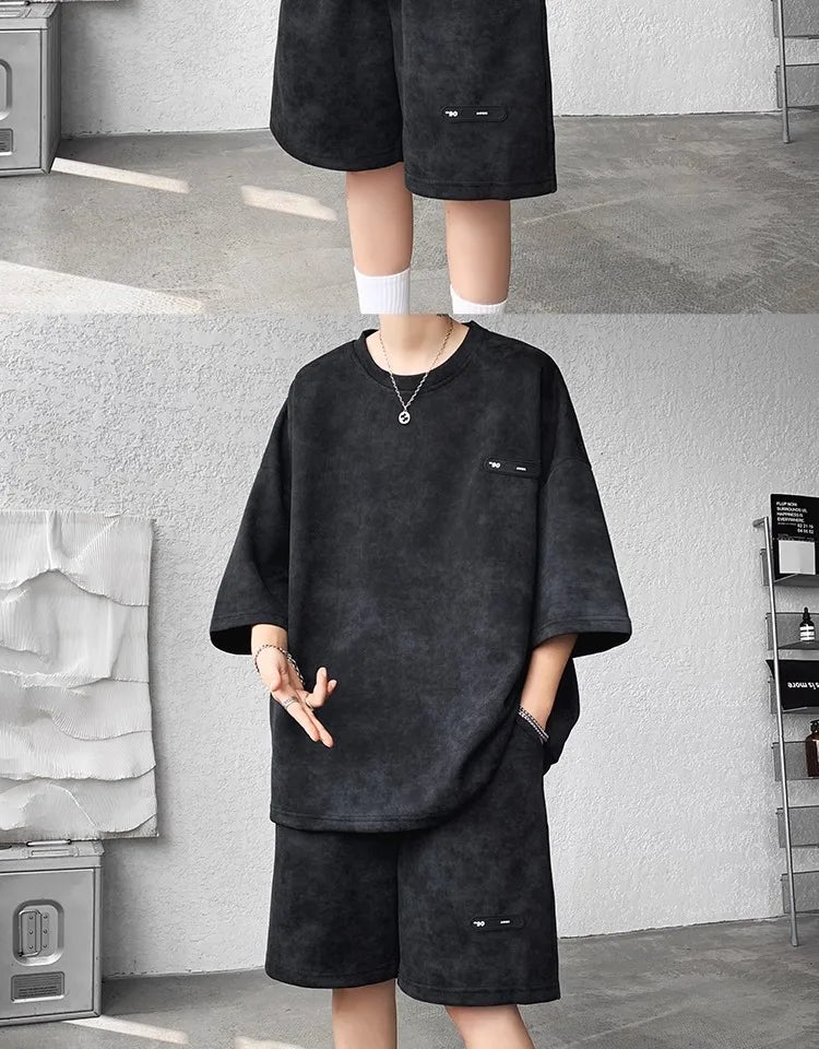 Loose Spor Men's ort Sve Tie-Dye Set Summer Faion Casual Versatile Teenage Boys' Outfit Comfortable Breathable