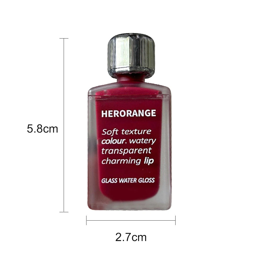Lightly Glass Water Gloss Herorange Lip Glaze Mirror Moisturizing Plump Lips Not Easy To Stick To The Cup Long-Lasting Makeup