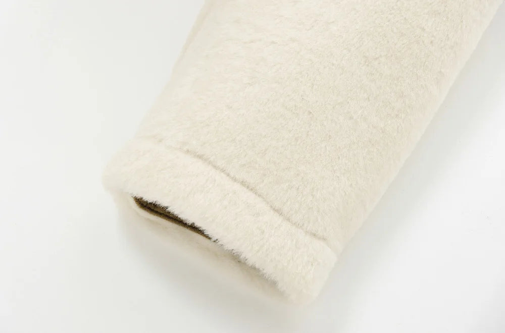 TRZA-Thick Warm Faux Fur Jacket for Women, Long Sleeve Coat, Front Toggle, Female Outerwear, Chic Tops, Fashion