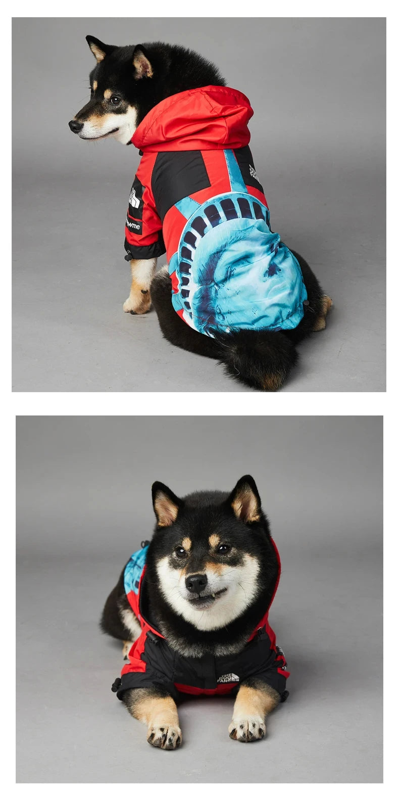 French Bulldog Stormproof Jacket Windproof Waterproof Dog Coat with Face Cover,Reflective Sports Outfit for Frenchie Winter Wear