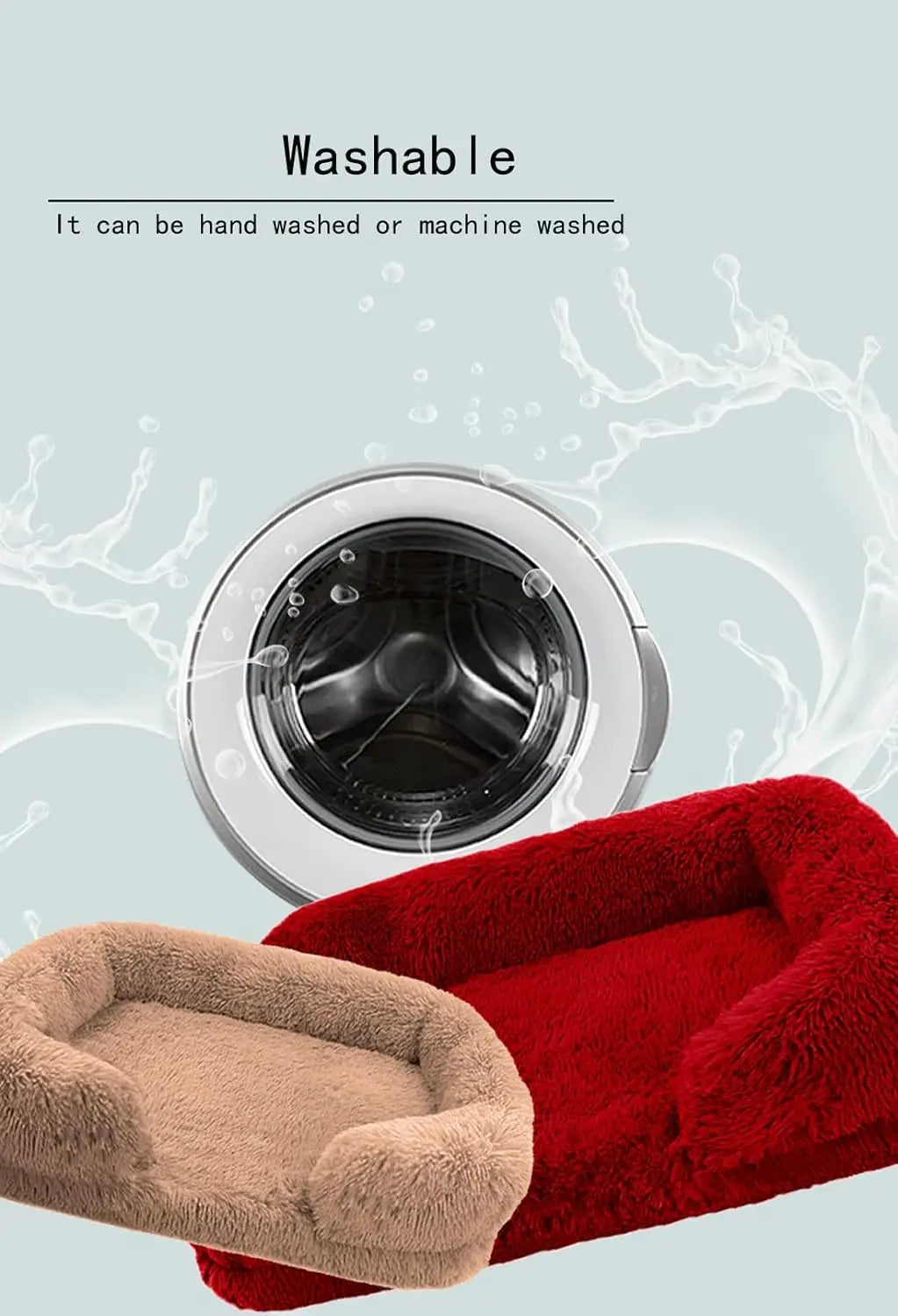 Sofa Style Furry Pet Bed - Rectangular Plush Dog Cat Bed in Warm Earthy Colours, Soft Cozy Sleeping Cushion Mat for Kennel Sofa