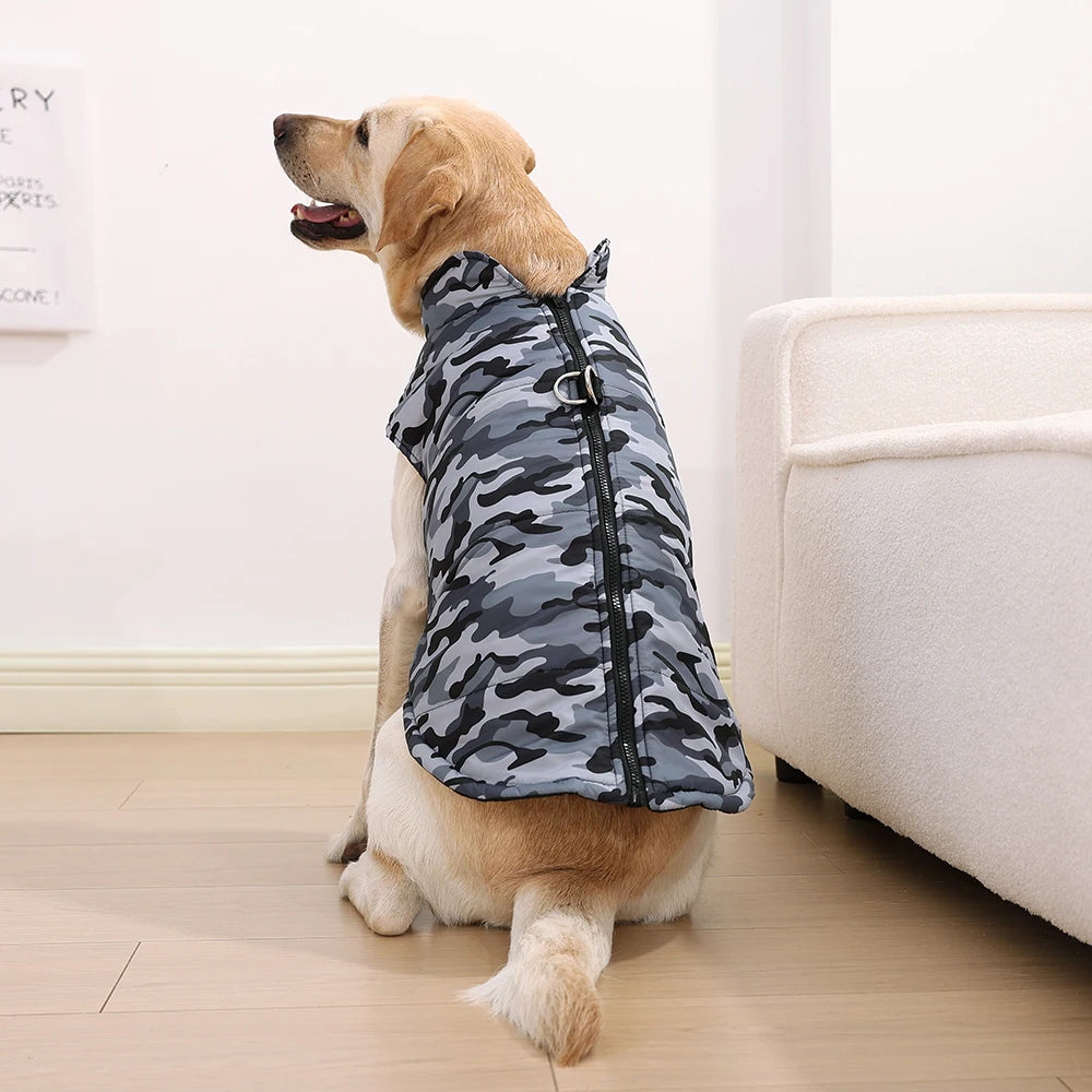 Winter Dog Clothes Coat Waterproof Puppy Cat Jacket For Large Dogs Camouflage Print Warm Windproof Pet Labrodor Apparel Costume
