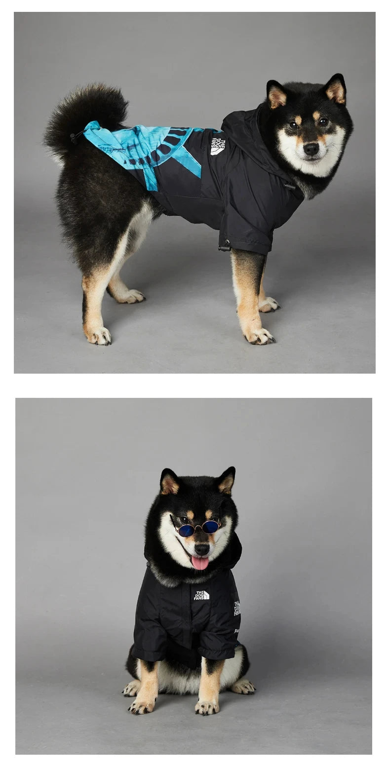 French Bulldog Stormproof Jacket Windproof Waterproof Dog Coat with Face Cover,Reflective Sports Outfit for Frenchie Winter Wear