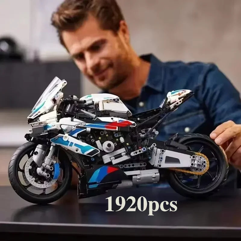 2025Motorcycle Building Bocks Simulation Motorcycle Model Decoration Assembly Model Difficult Toy Boy Educational Creature Gifts