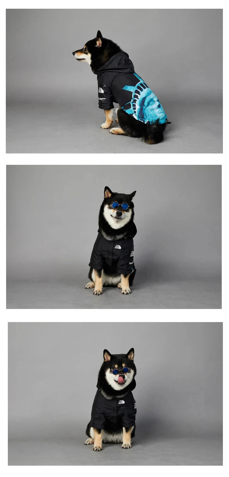 French Bulldog Stormproof Jacket Windproof Waterproof Dog Coat with Face Cover,Reflective Sports Outfit for Frenchie Winter Wear